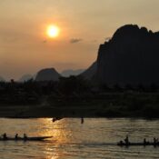 Balloon at sunset